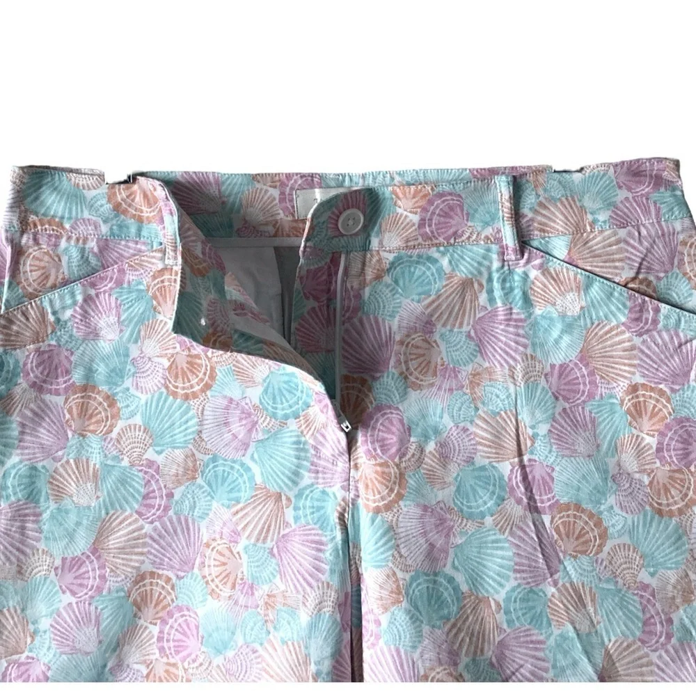 Talbots Cottagecore Cotton Stretch Seashell Print Chino Shorts Women’s Size 12